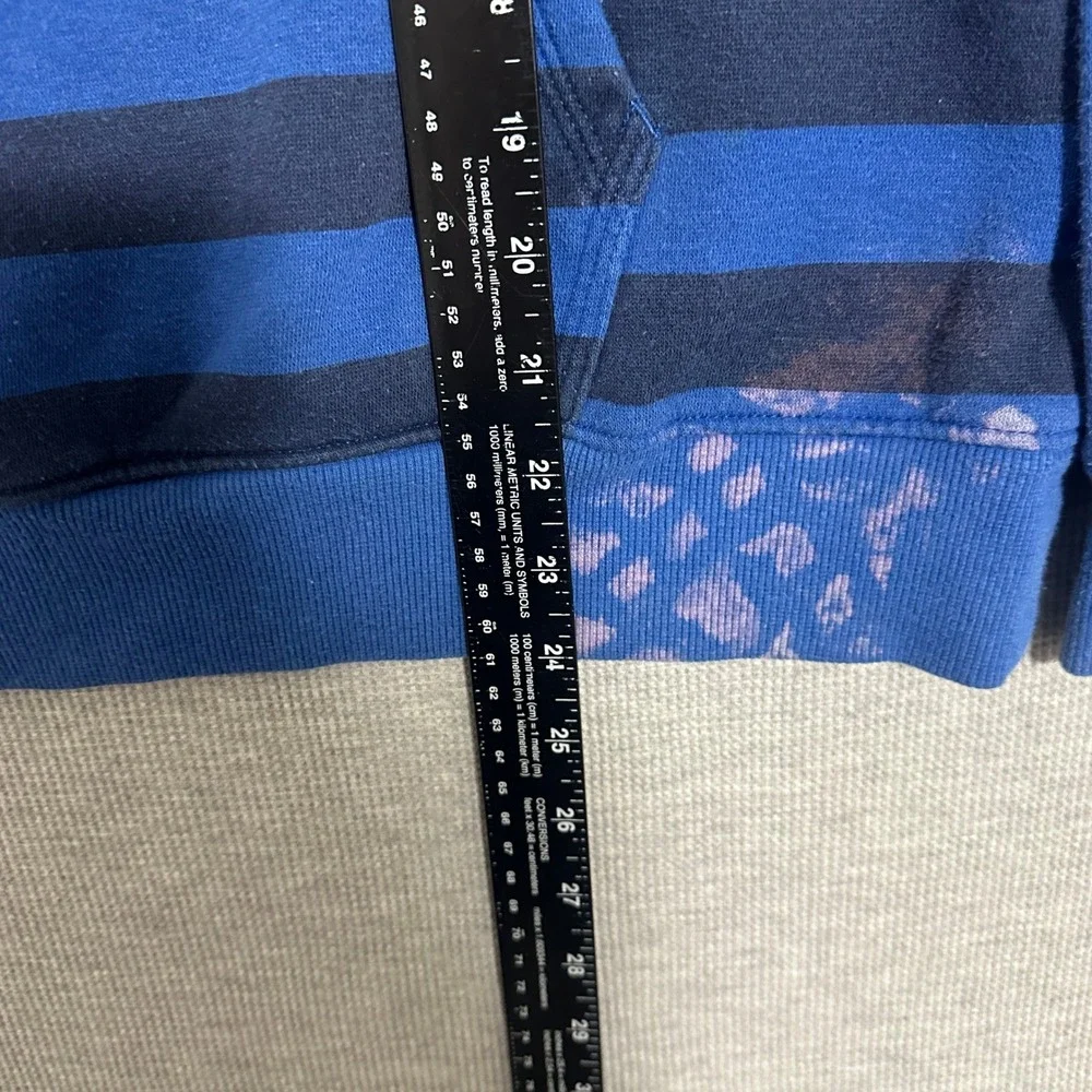 Hurley Boys Youth Size XL 13-15Y Blue Striped Henley Pullover Hoodie Sweatshirt